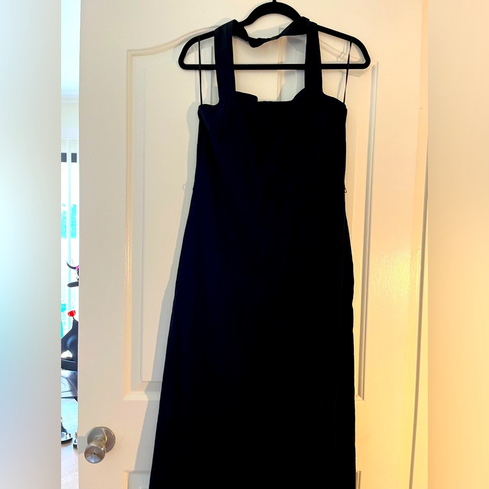 Vince black linen backless sun dress